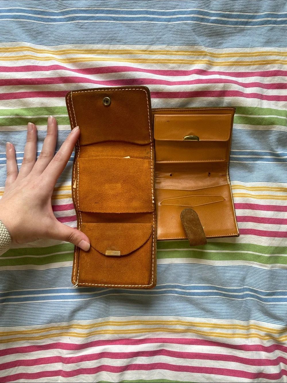 Set of 2 Suede Brown Wallet with Bird and Mushroom Motifs